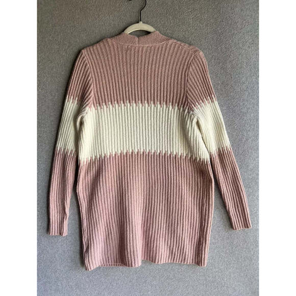 Chloe and Jasmine Open Front Cardigan Pink and White Womens Size M - Picture 3 of 3